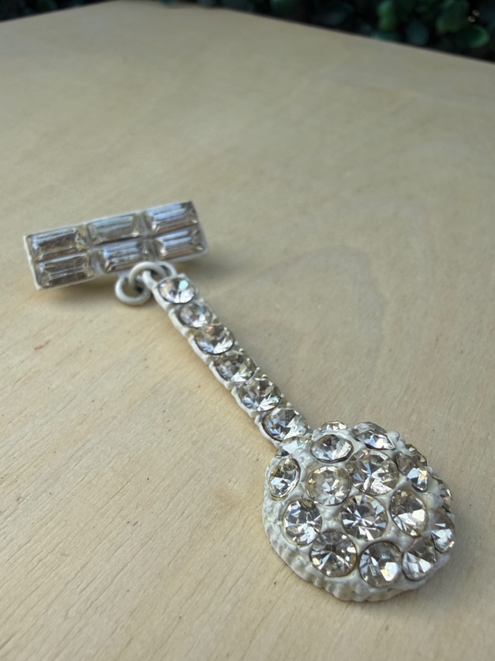 Crystal Drop Brooch - Clear Rhinestone Accent